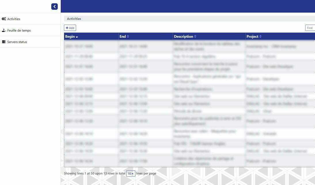 Capture d'écran d'un Intranet produit par solution Carda